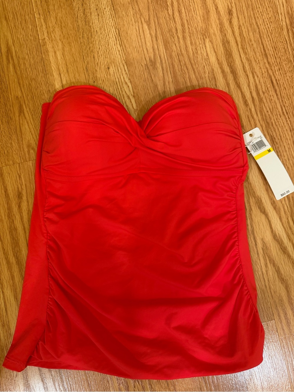 Anne Cole Red Swim Tankini Bandeau Top Bathing Suit